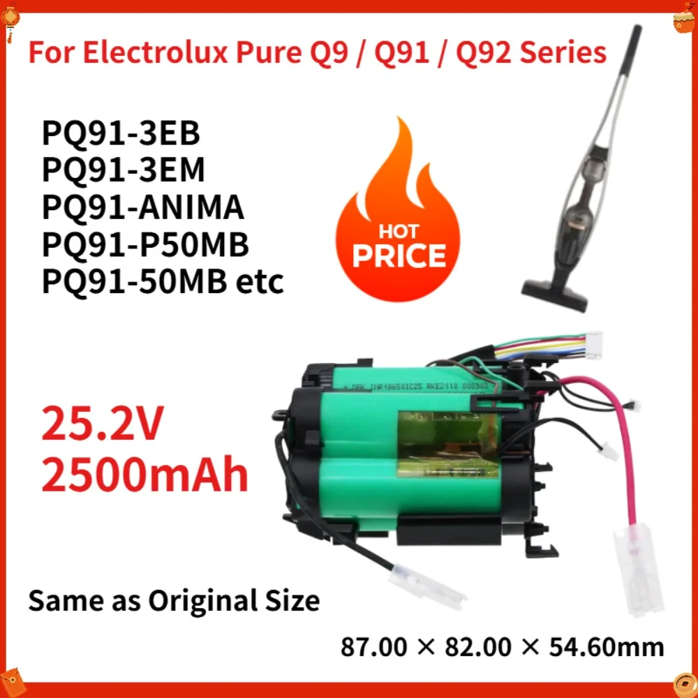 25.2V 2500mAh Replacement Battery for Electrolux Q91 Q92 Series Vacuum Cleaner 40 55 54-2544 PQ91-3EB PQ91-3EM PQ91-3BW