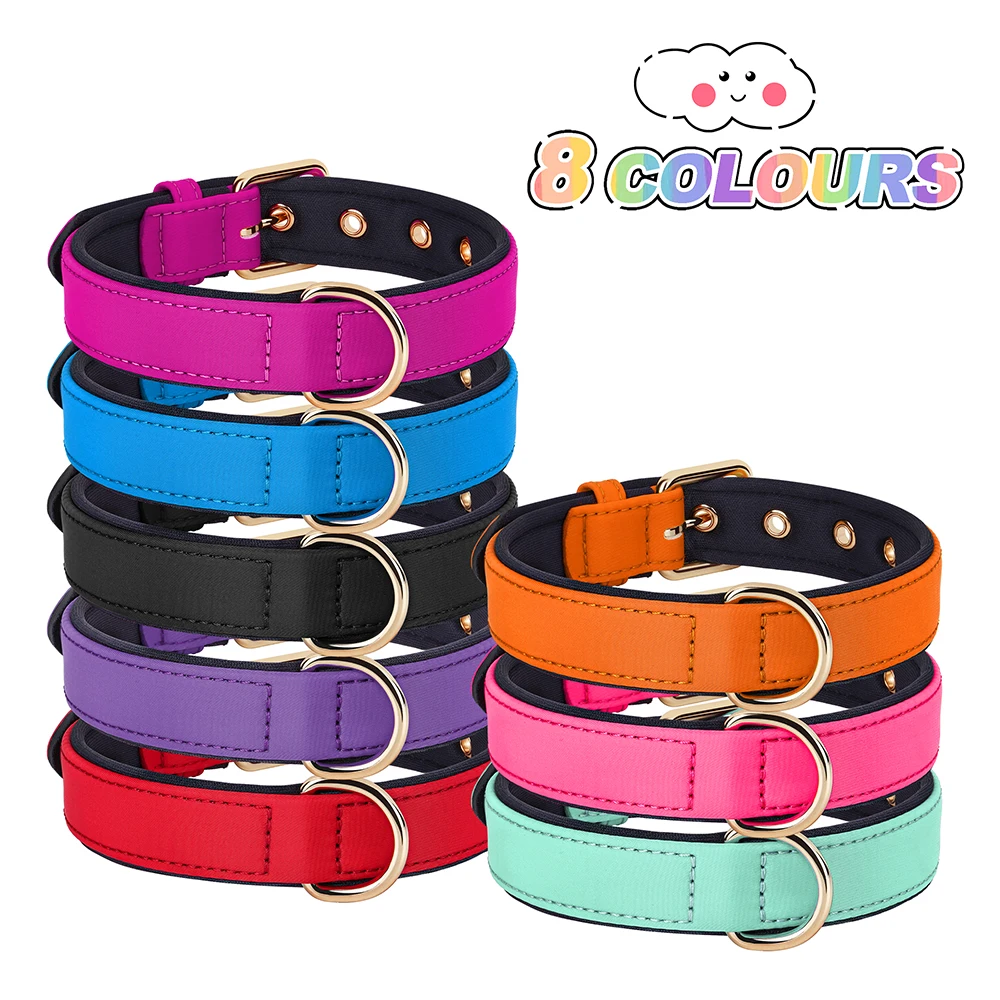 8 Colors Dog Collar Waterproof Nylon Dog Collars Necklace Soft Padded Pet Necklace for Small Medium Dogs Chihuahua Pug Durable