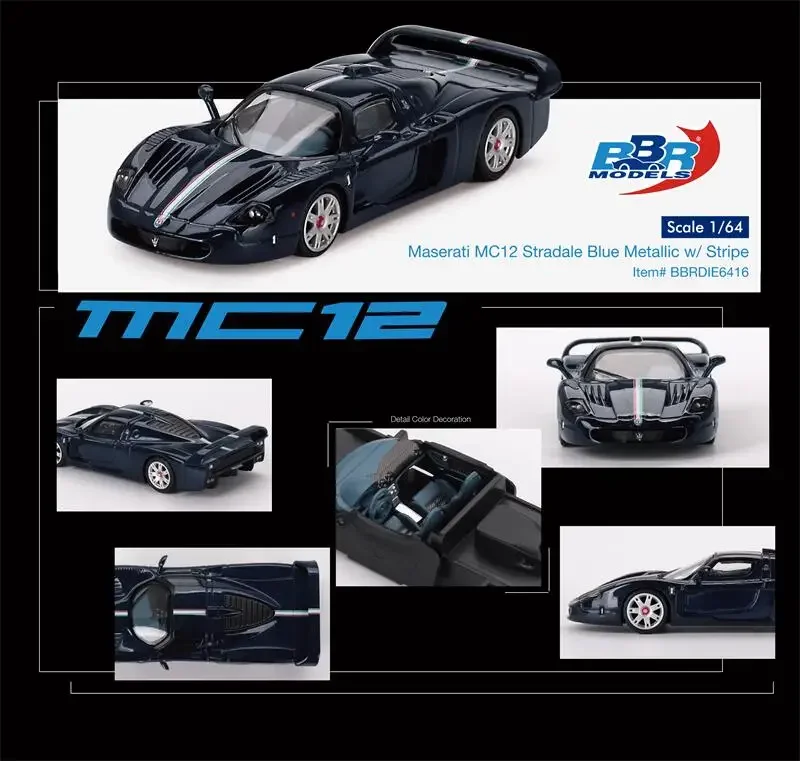 

BBR 1:64 Maserati MC12 Stradale синий металлик с полосой литая под давлением модель автомобиля