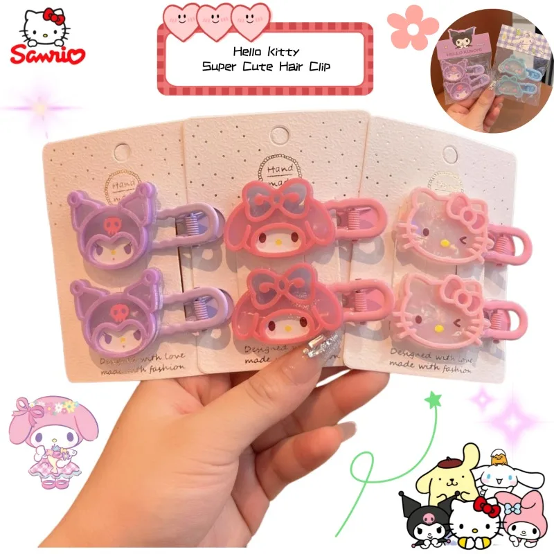 Hello Kitty Kuromi My Melody Super Cute Little Girl 3D Заколка для волос с мультяшным узором Утконос Заколка для волос с боковой челкой Нежная на волосах