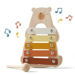 モンテッソーリ-子供向けのクマの音楽玩具,木製の教育玩具,楽器,0〜3歳