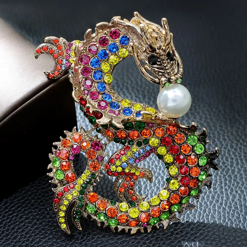 CINDY XIANG 3.5inch*2.7inch Very Large Size Chinese Dragon Brooch Chun Jie Jewelry Spring Festivel Accessories High Quality