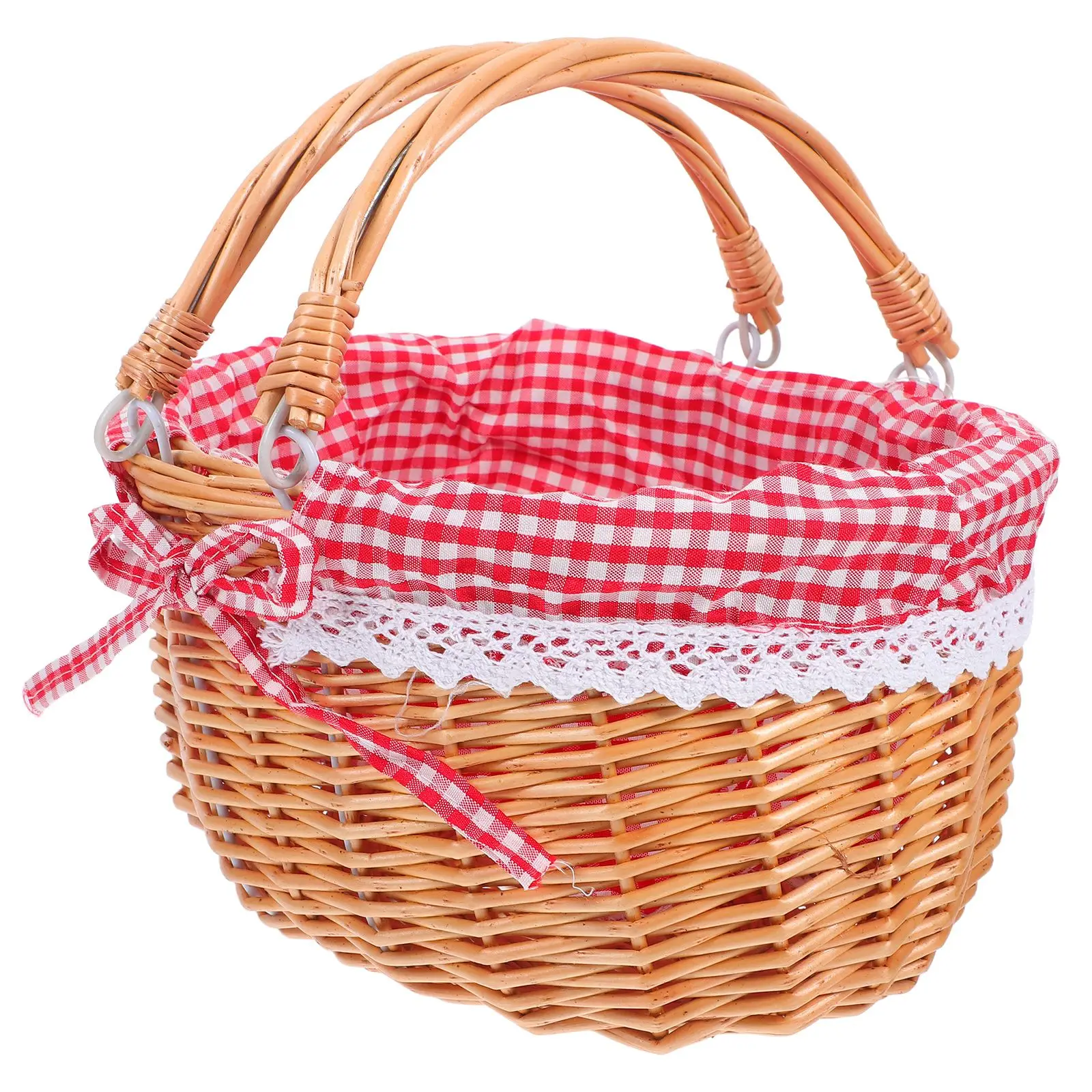 

Woven Picnic Baskets Large Storage Lightweight Portable H Basket for Vegetables Fruits Bread Home Easter