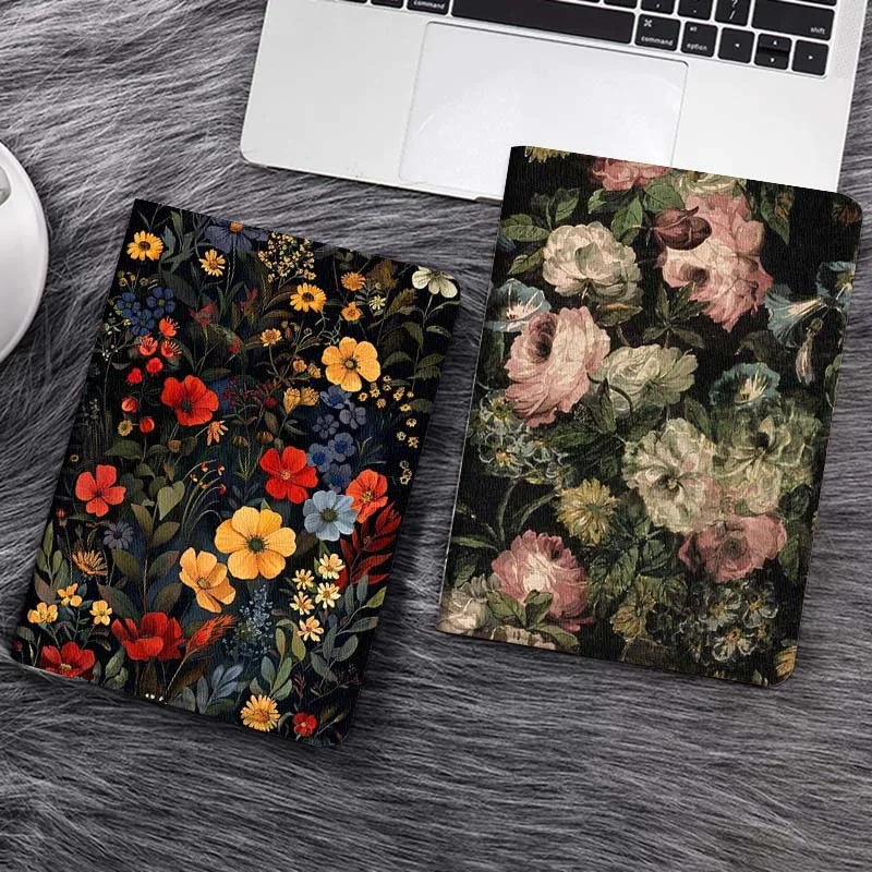 

Colorful Floral Dark Background Tablet Case For Samsung Tab Galaxy S6 S11 A A7 A8 A9 A11 10.1 10.4 10.5 Plus Lite Gift