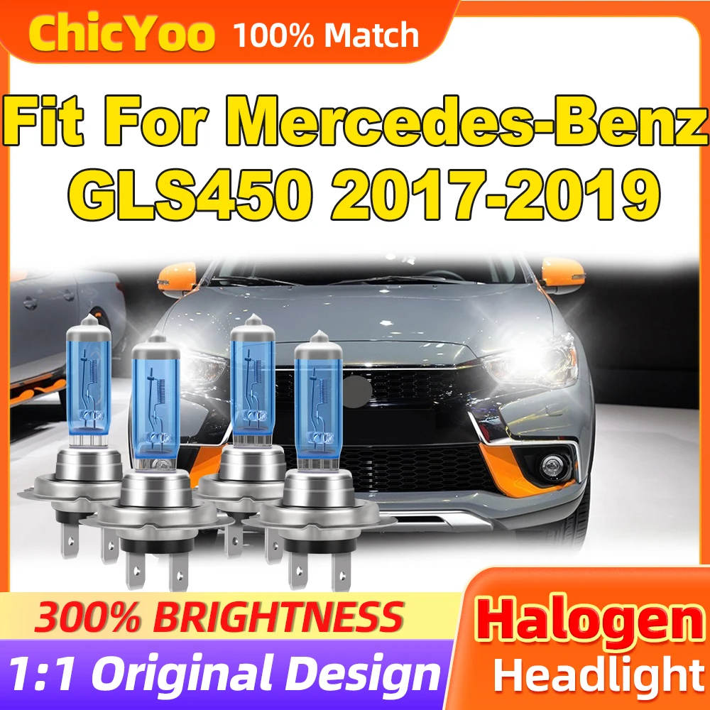 

Fit For Mercedes-Benz GLS450 2017 2018 2019 200W White Halogen Bulbs 24000LM Car Headlights 6000K White 12V Turbo Auto Lamps