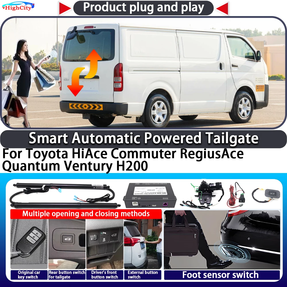 

For Toyota HiAce Commuter RegiusAce Quantum Ventury H200 Smart Automatic Powered Tailgate Key Lift Close Kit Power Tailgate