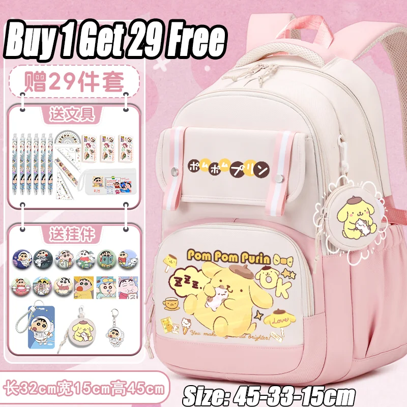 Sanrio Backpack for Girls 2025 New Model Cute Pudding Dog Children's Backpack for Grades 3-6 Large Capacity Adolescent Backpack