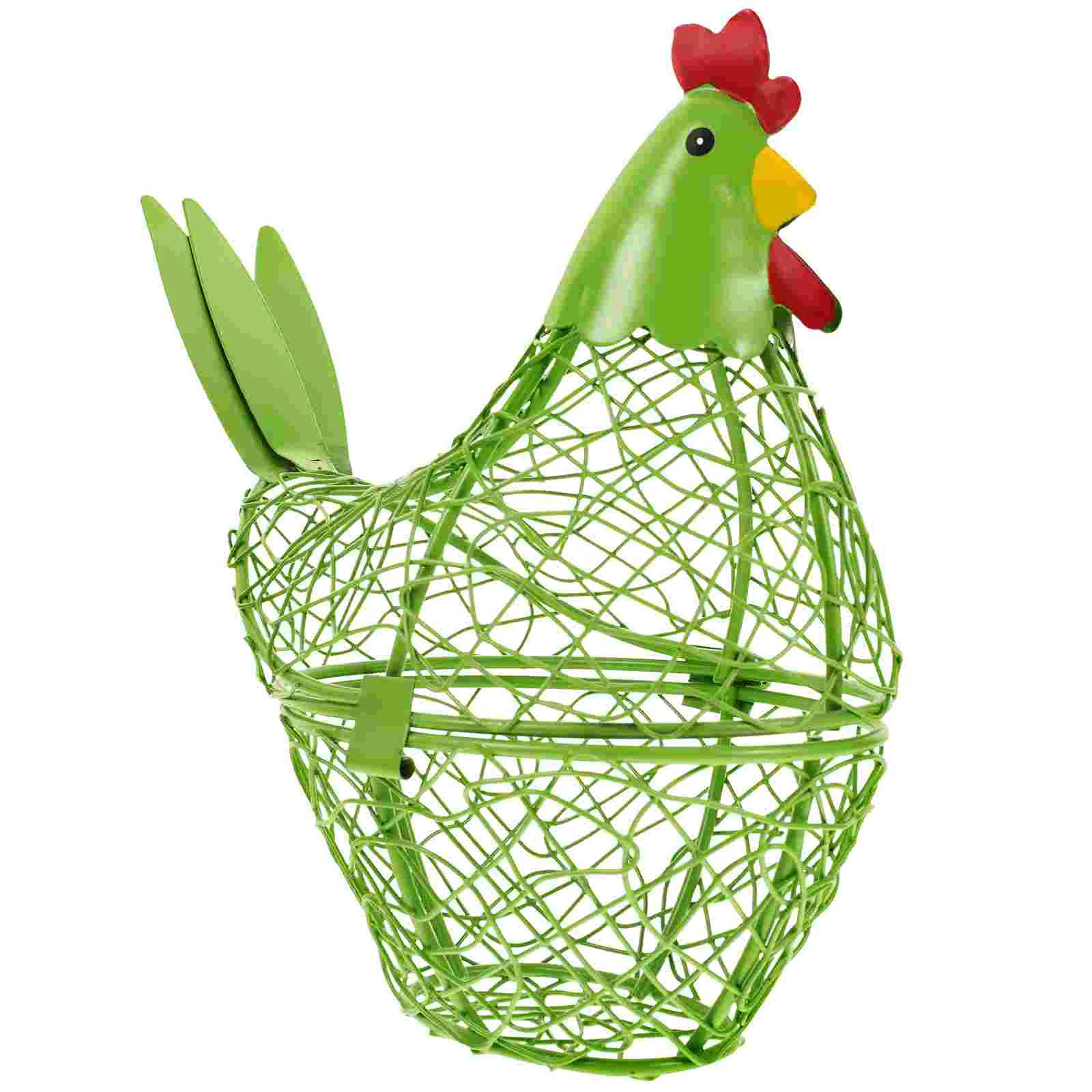 

Hen Egg Basket Storage Baskets Iron Household Kitchen Supply Reliable Holder Metallic Line Shape Desktop