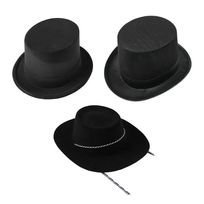 Roll Trim Top Hat for Adult Fashion Black Color Panama Hat Magician Hat Halloween Party Hat Roleplay Costume Headwear Dropship