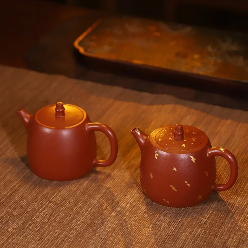 200ML Raw Ore Zhu Ni All Hand-sprinkled Gold Handol Kung Fu Brewing Teapot Yixing Zisha Pot High-end Tea Set Gifts Tea Ceremony