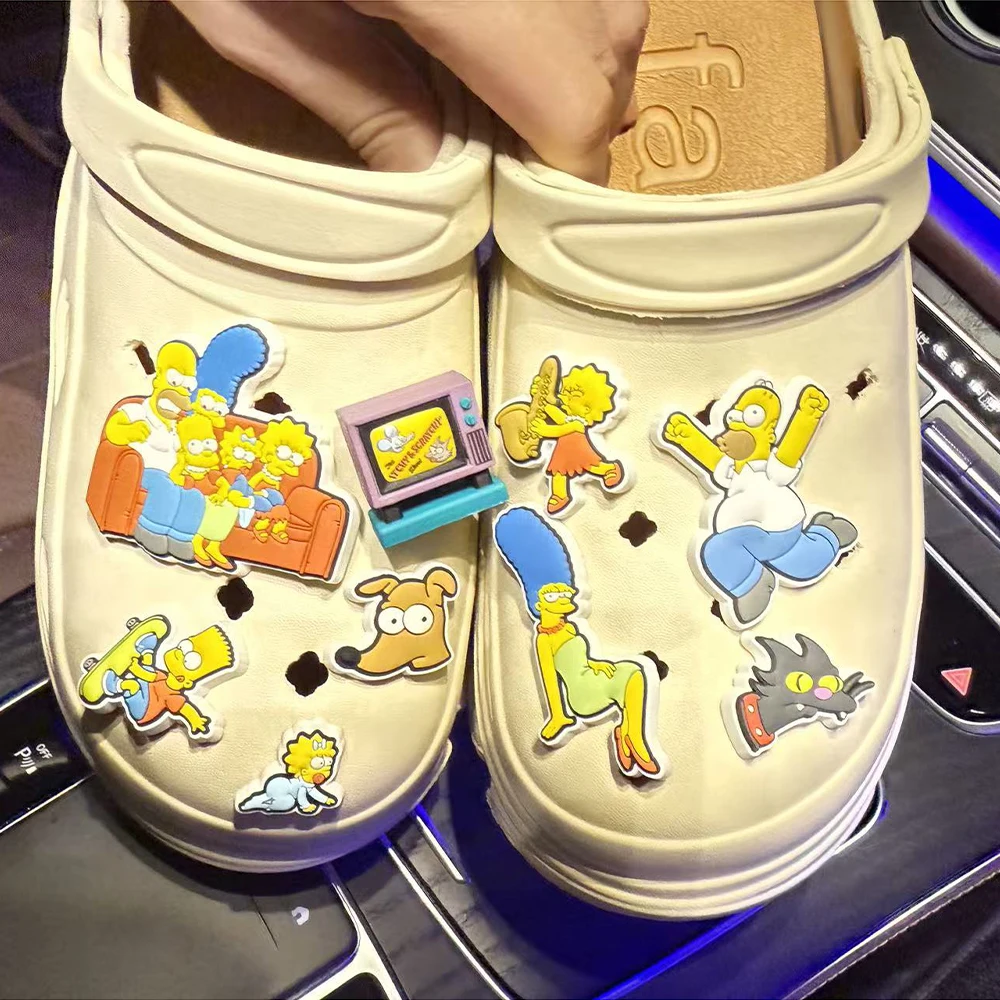 9-16pcs Hot toys Kawaii Simpson Shoe Charms For Slides Sandals, PVC Shoe Decorations Accessories For Christmas Gift Party Favor image 6
