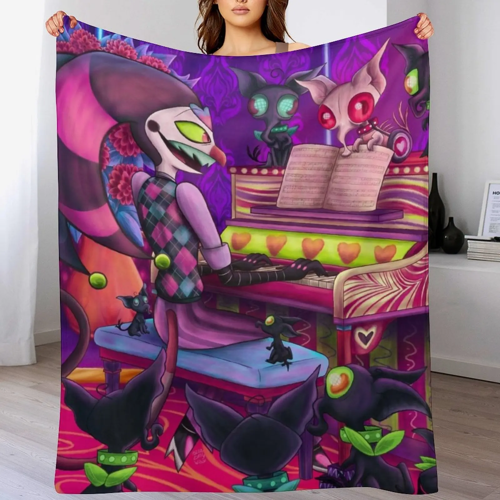 

Fizzarolli - Piano Practice with Quieves Throw Blanket Shaggy Furry Soft Blanket for Bedroom Living Room
