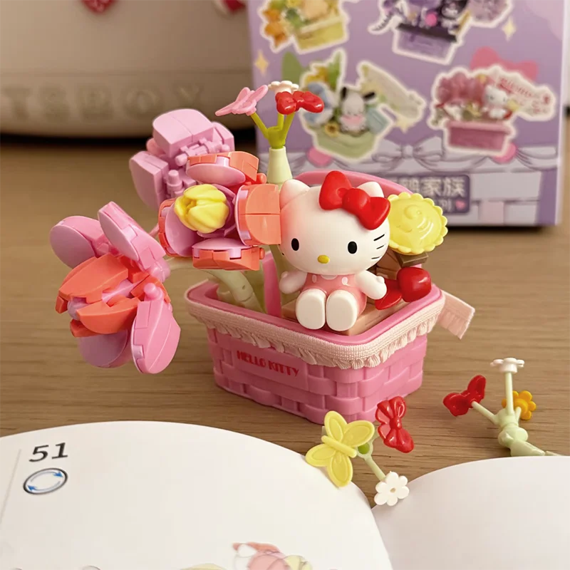

Sembo Block Sanrio Building Blocks Blind Box Potted Flower Hello Kitty Kuromi My Melody Assembled Toy Home Decor Gift For Women