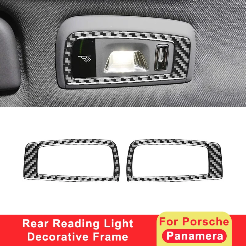 

For Porsche Paramela 2010-2016 Carbon Fiber Car Rear Roof Reading Light Panel Trim Frame Interior Decoration Sticker Accessories