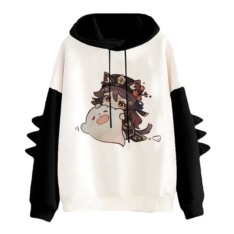 Sudadera con capucha Xiao Genshin Impact Unisex, ropa de calle con estampado de dibujos animados Kawaii, Harajuku, Hu Tao