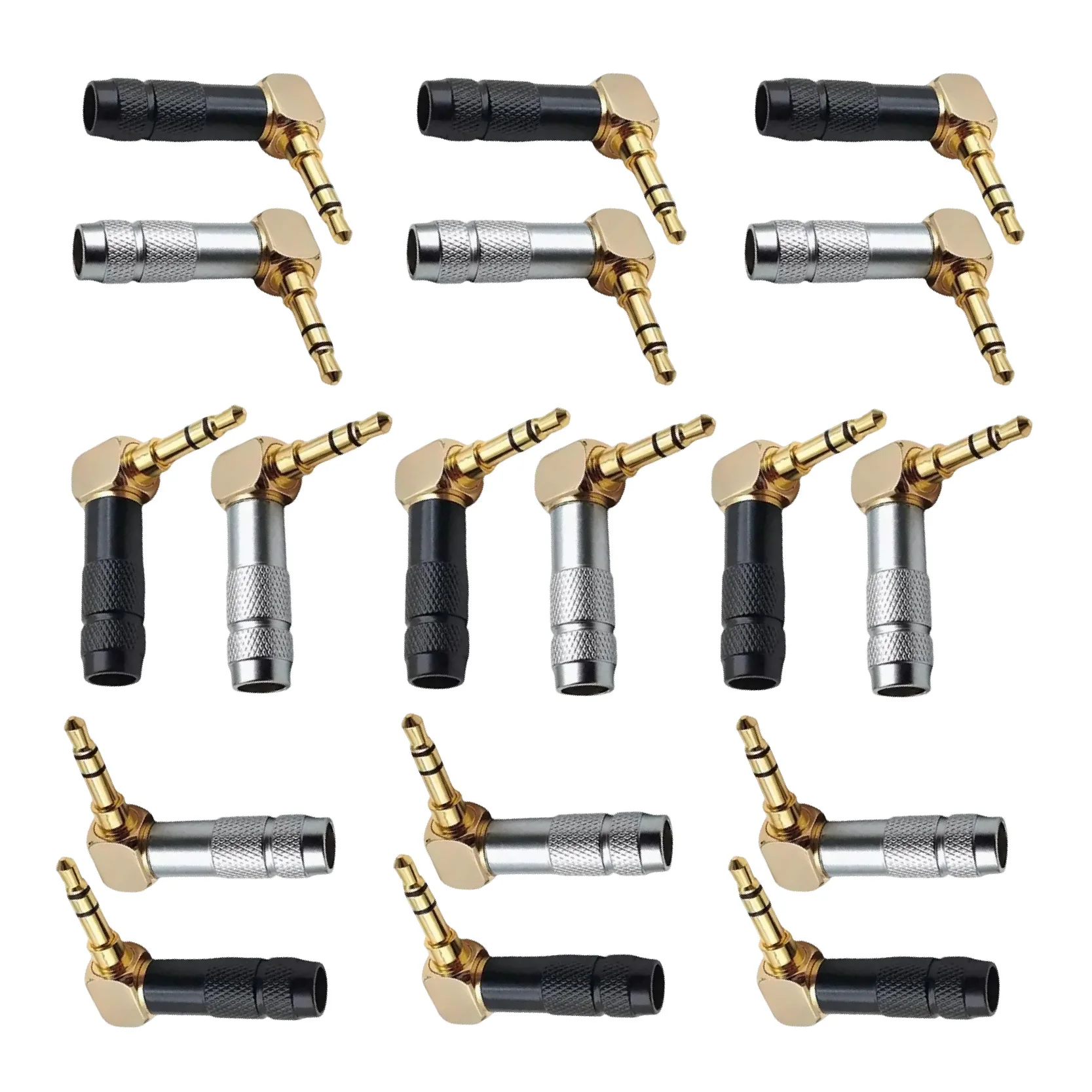 

2Pcs Jack 3.5mm 90 Degree Right Angle 1/8" 3/4 Poles Earphone Plug 3.5 Audio Adapter Gold Solder 3.5mm Headphone Wire Connector