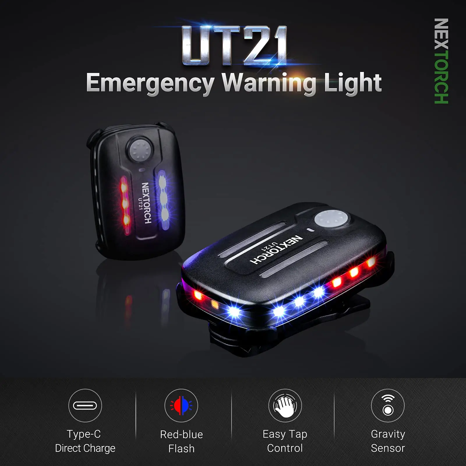 

Красный синий стробоскоп с зажимом, дорожные проблесковые маячки, сигнальный фонарь на плечо для шлема, зарядка типа C, датчик гравитации