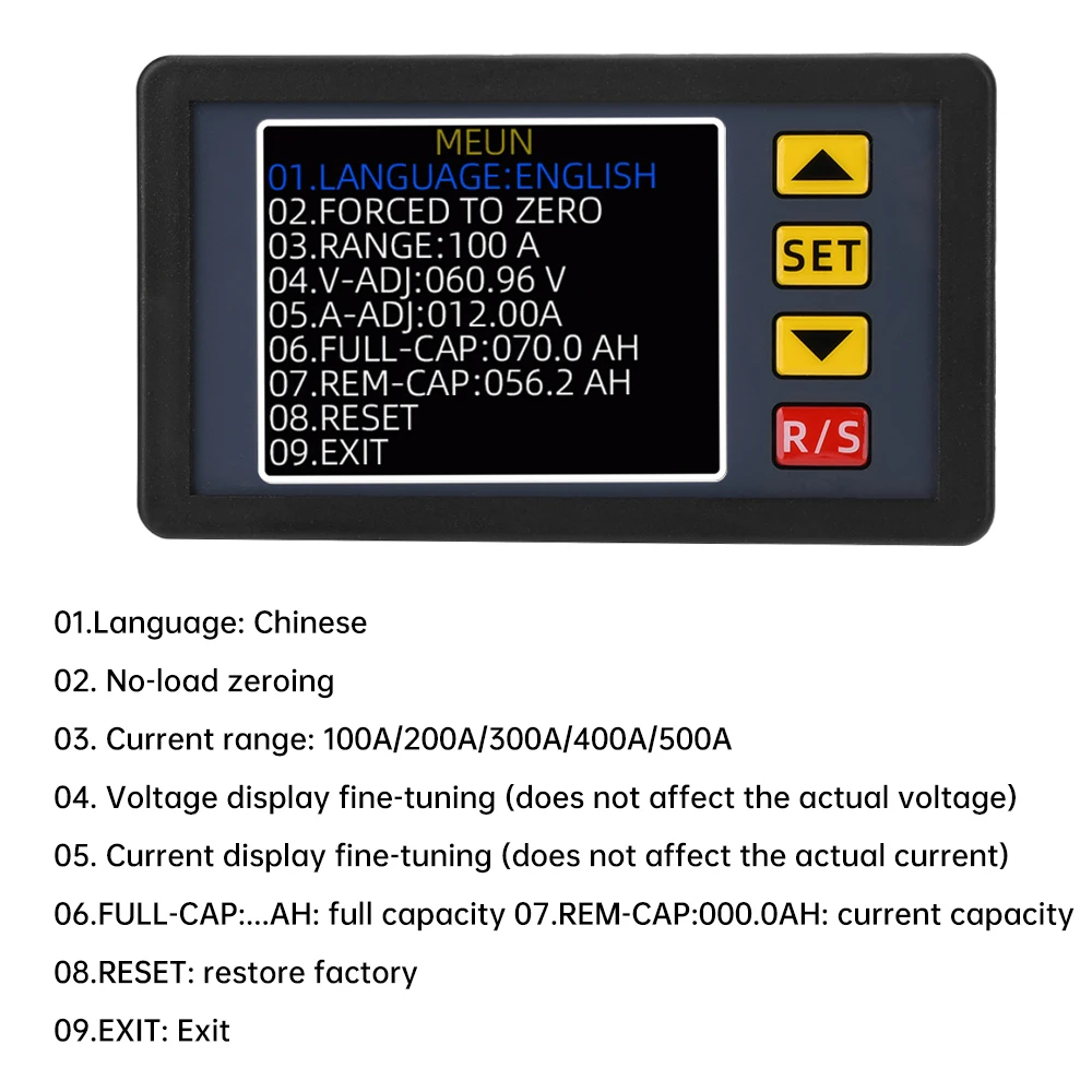 DC 7~200V Voltage Current Power Test Meter Bidirectional Current Measure Coulomb Meter Electrican Tools 100A 200A 300A 400A 500A