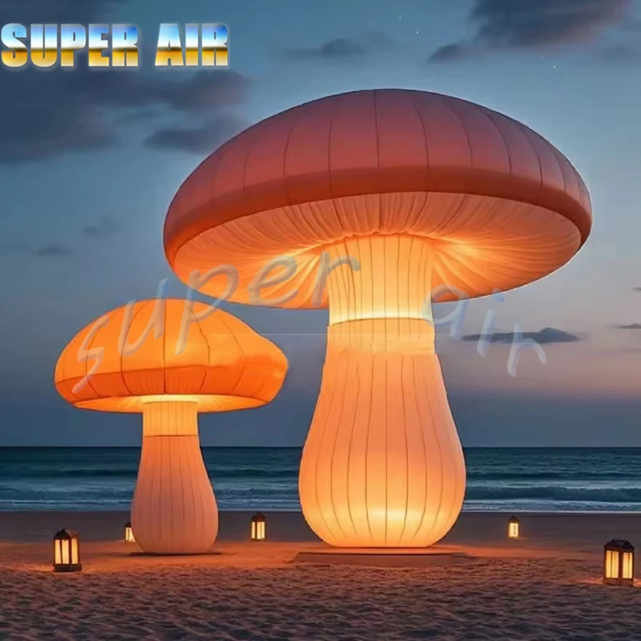 Kolorowe oświetlenie, balon w kształcie grzyba, ogromny dmuchany grzyb do dekoracji sceny i imprez.