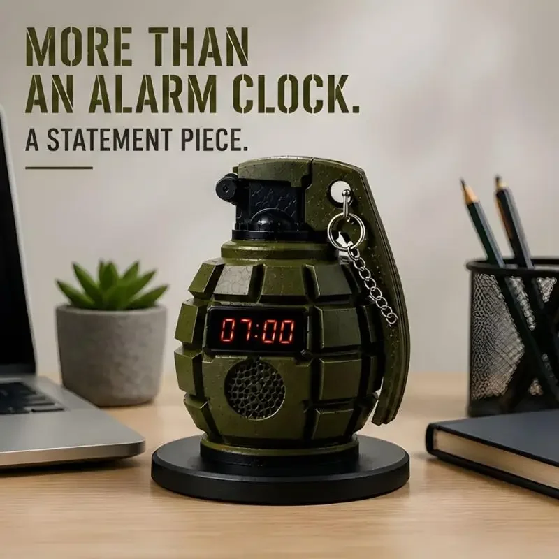 Digital Alarm Clock with Front Red Time Display, Textured Plastic Shell, 9 x 9 x 14 Size for Desk, Shelf and Study Room Y5GB