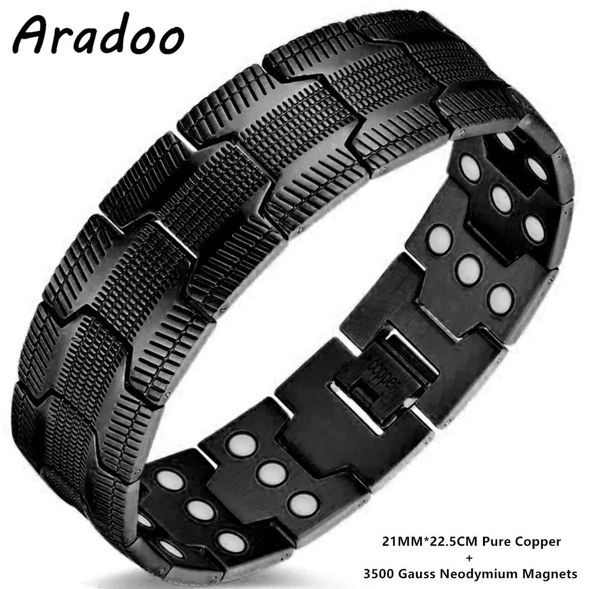 

ARADOO браслет из чистой меди для мужчин, магнитные винтажные браслеты, регулируемый ювелирный подарок с инструментом для определения размера