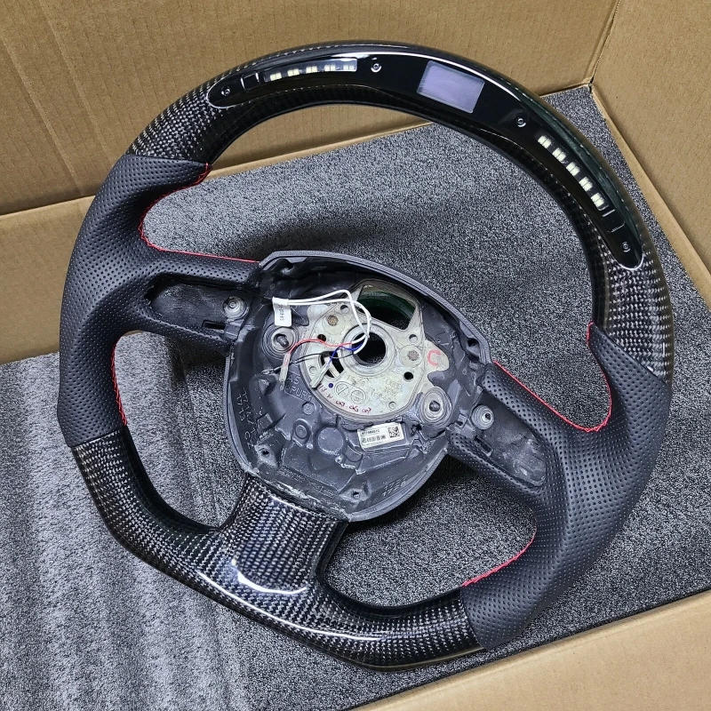 LED Carbon Fiber Steering Wheel For Audi B8 A4 S4 A5 S5 RS5 2009-2012 Perforated Leather Car Steering Wheel Car Accessories