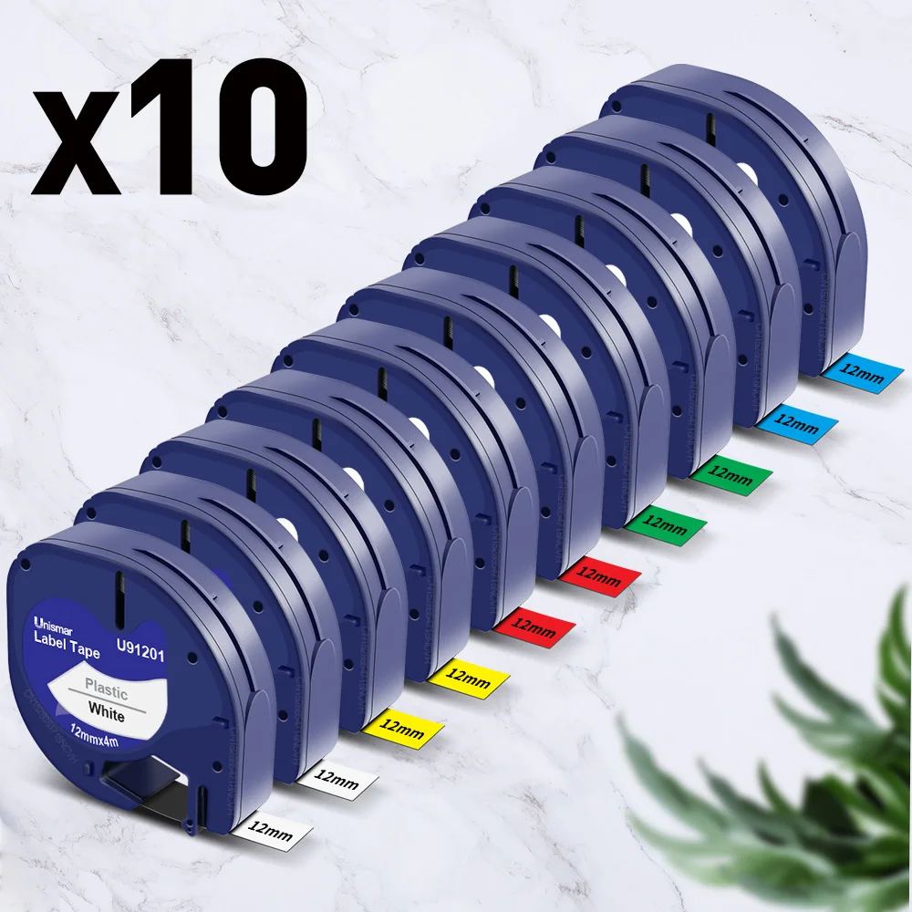 6PK/10PK 12mm Compatible Dymo LetraTag Tapes 91201 12267 91200 91202 91203 91204 91205 Label Ribbon for Dymo LT100H Label Maker