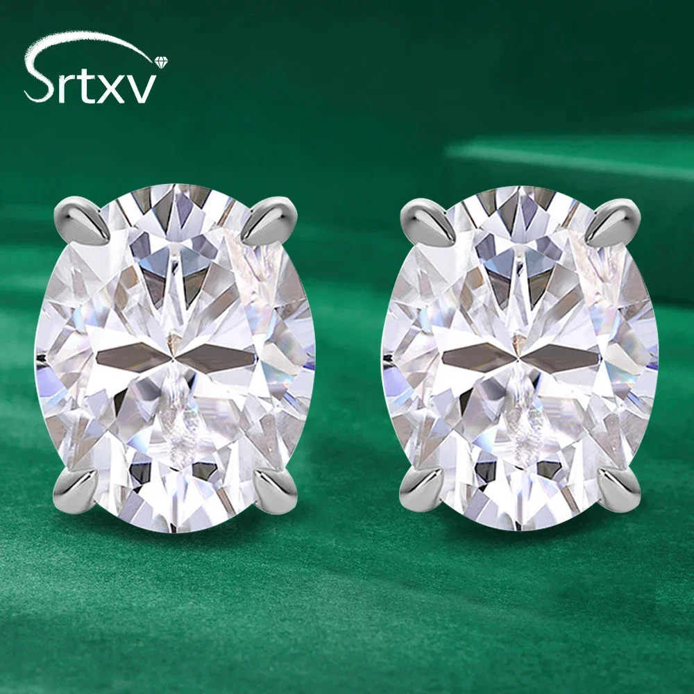 

1-4CT овальные серьги-гвоздики с муассанитом для женщин S925, посеребренные серьги-гвоздики из 18-каратного золота с бриллиантами, свадебный подарок, ювелирный сертификат