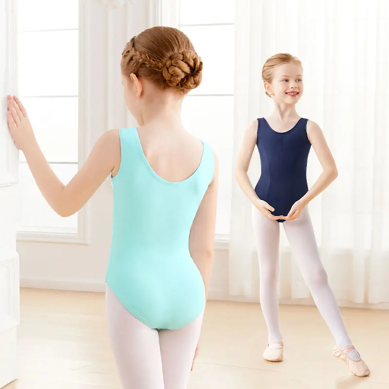 Leotardos de Ballet para niñas, leotardos sin mangas para danza gimnástica con forro completo, mono de Ballet clásico de nailon para niños, trajes de Ballet para niños