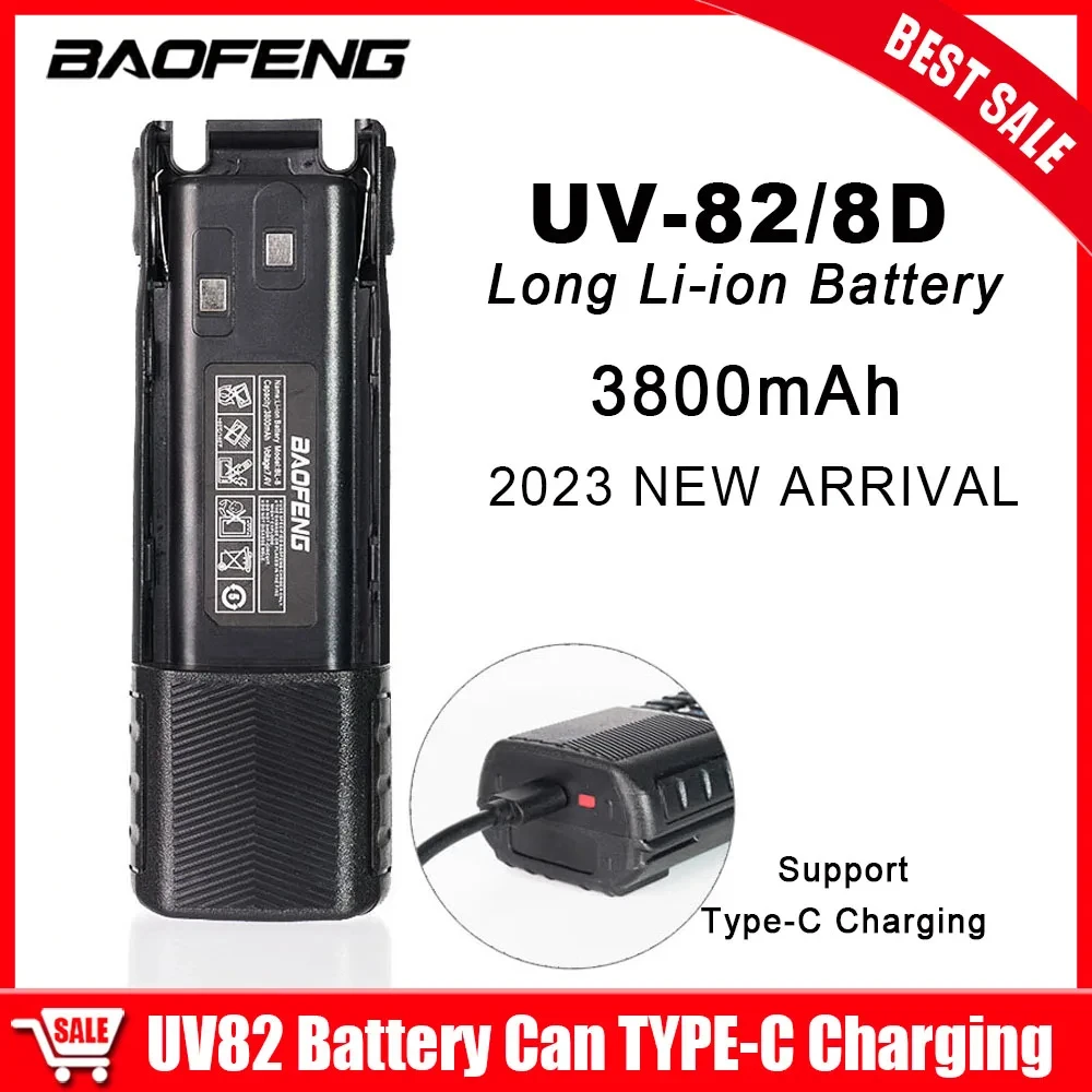 

Baofeng Walkie Talkie Battery UV-82 Two Way Radios Thicken/Long Batterior Suport Type-C Charging For UV82 UV8D UV82HP UV8X