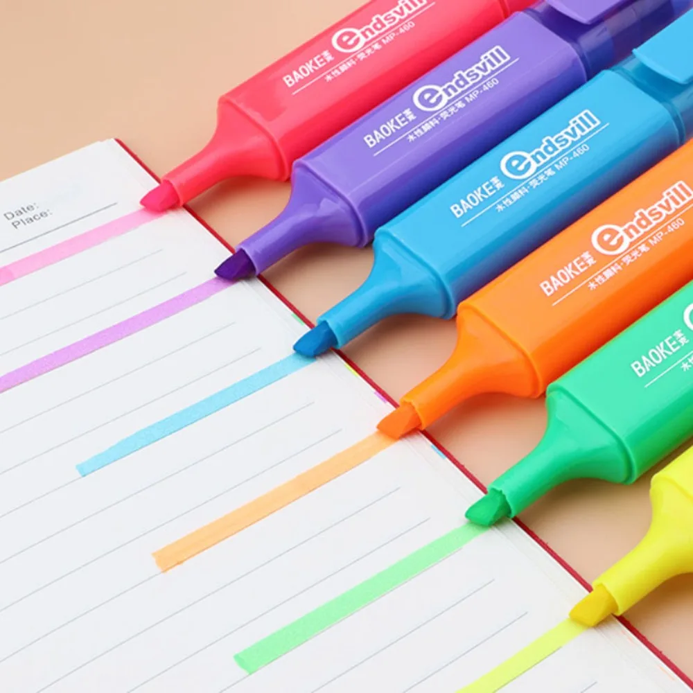 1PC Highlighter Pen Fluorescent Markers Highlighters Marking Drawing Doodling Pen Note Pen School Stationery текстовыделители