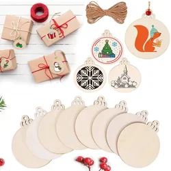 10/20Pcs Unfinished Wood Slices Circles with Holes Unfinished Natural Wood Slices DIY Crafts Wooden Christmas Tree Ornaments