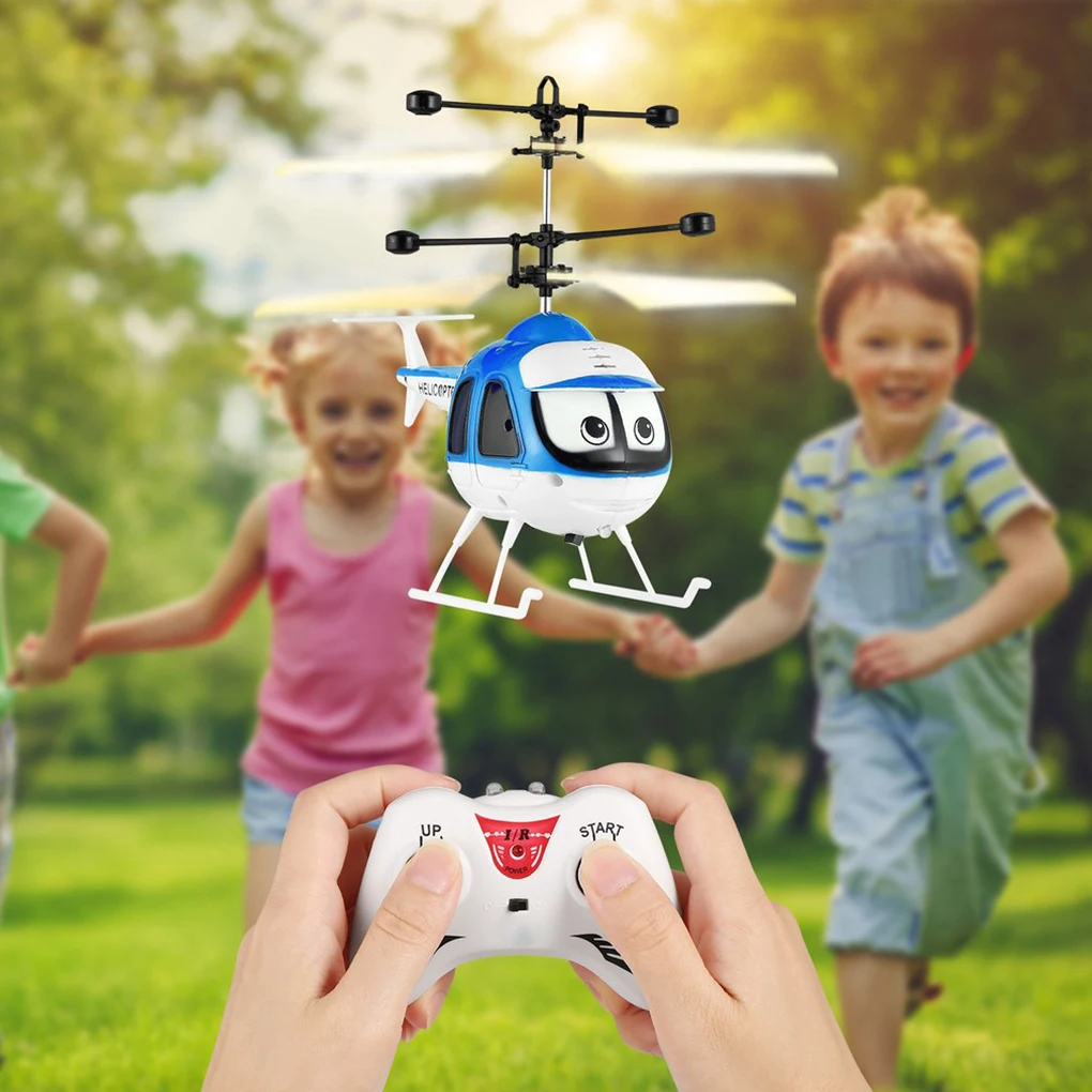 Mini RC Helicopter Induction Flying Toys RC Helicopter USB Charge Cartoon Remote Control Drone Kid Plane Toys Indoor Flight Toys