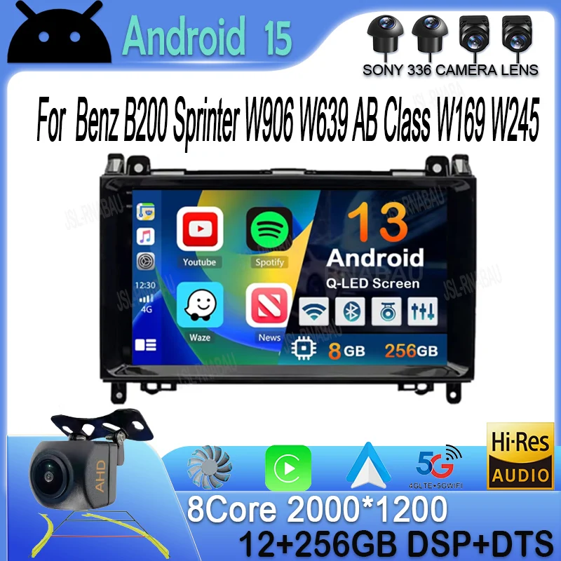 

Автомагнитола на Android 13 для Mercedes Benz B200 Sprinter W906 W639 AB Class W169 W245 Viano Vito мультимедийный плеер 2 Din стерео DSP