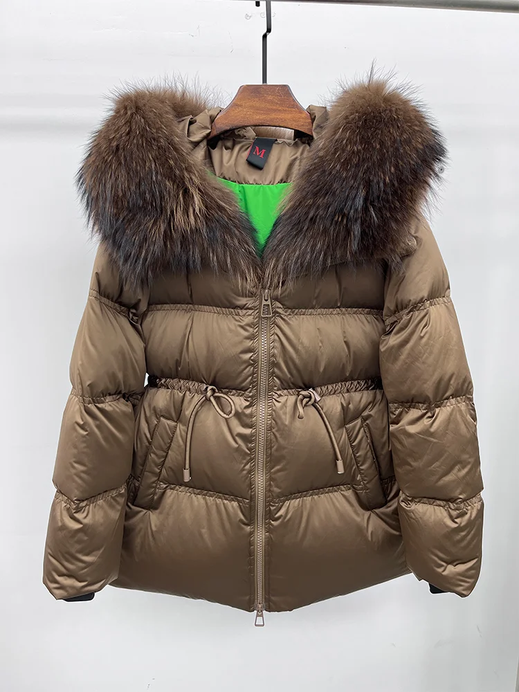 2025 New Fashion Winter Goose Down Jacket Natural Fox Raccoon Fur