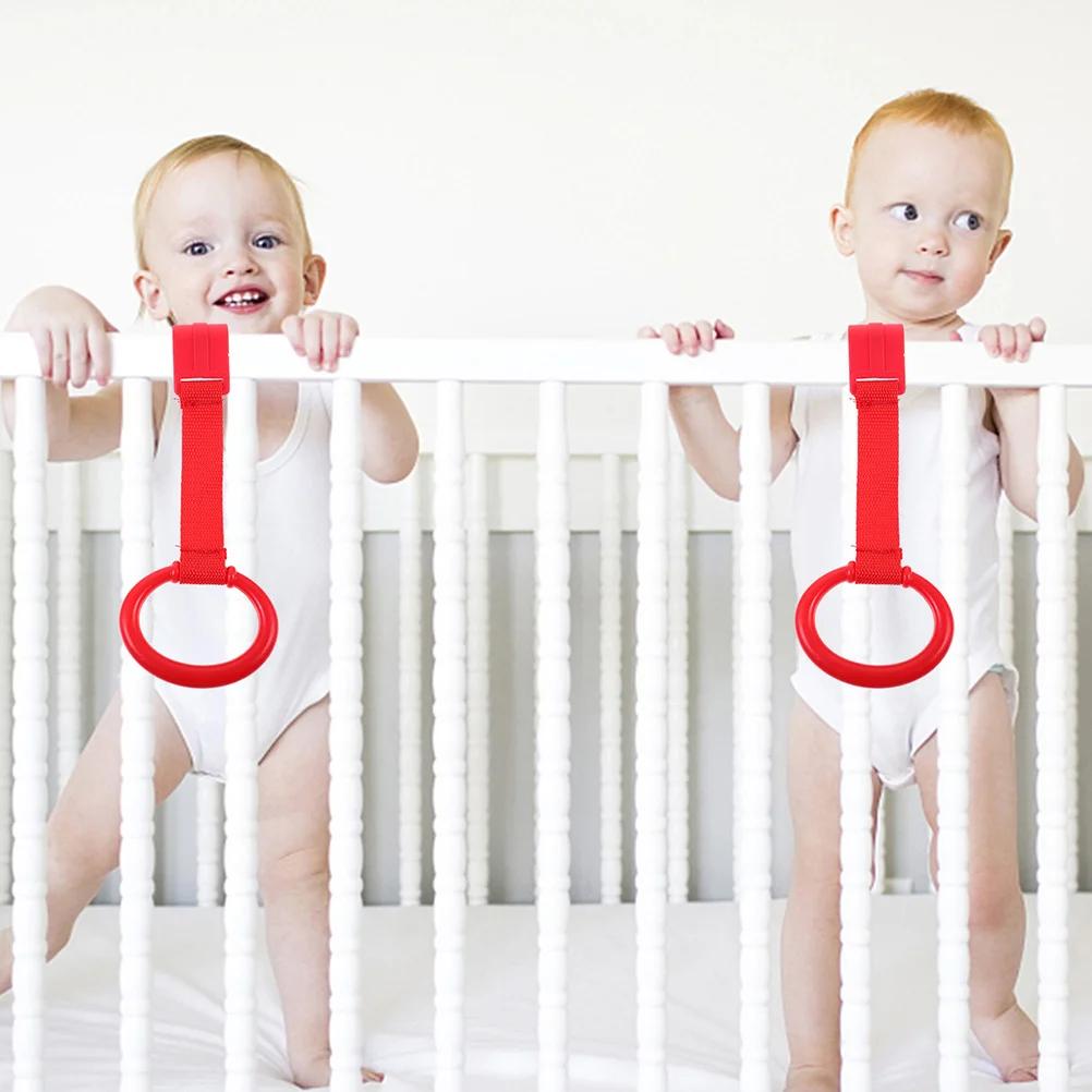 5pcs Baby Walking Rings Durable Plastic Infant Crib Pull Up Bars Smooth Surface Toddler Stand Assist Training Tool Portable Kids