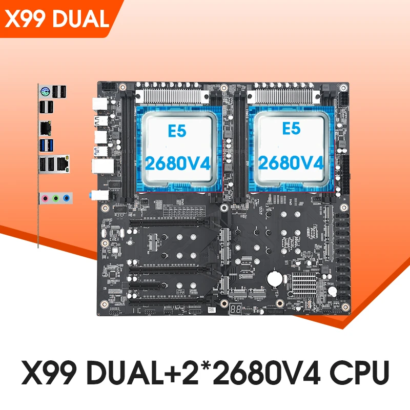 X99 Dual With XEON E5 2680 V4 *2 CPU TPM 2.0 PIN Motherboard Set