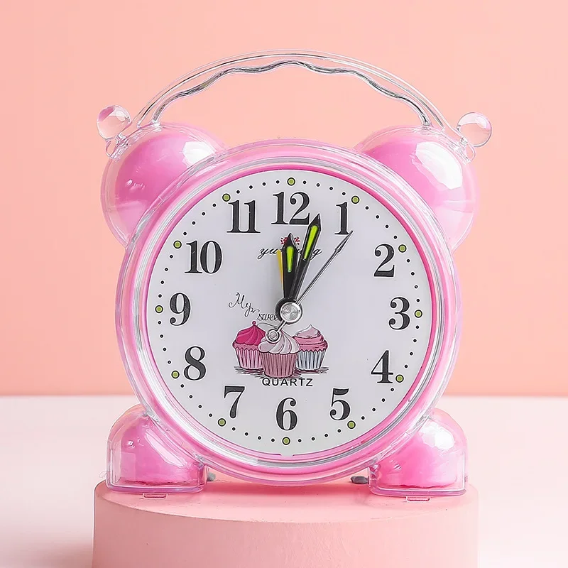 

Primary school students children cartoon clock bedside simple Internet celebrity small alarm desk clock jump seconds do not mute