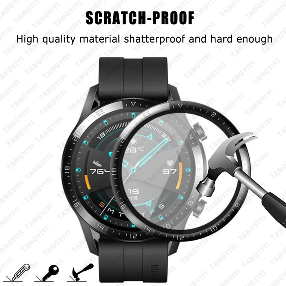 Tempered Glass For Huawei Watch GT3 GT2 Pro GT2 46MM 42MM GT3 Screen Protector Protective film 3D Curved Smart Watch Accessories