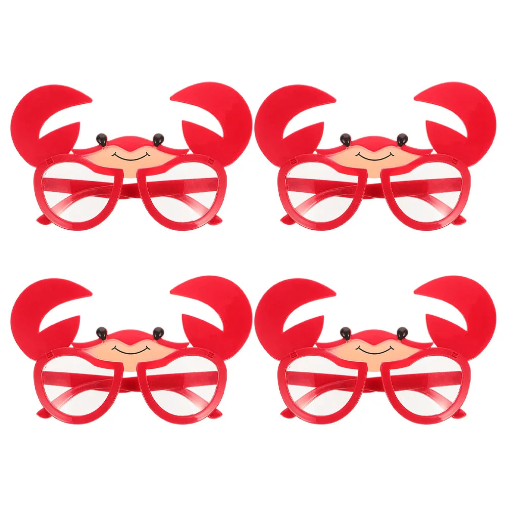 

4 Pcs Crab Glasses Hawaiian Theme Party Favors Beach Funny Sunglasses Plastic Prop Vacation