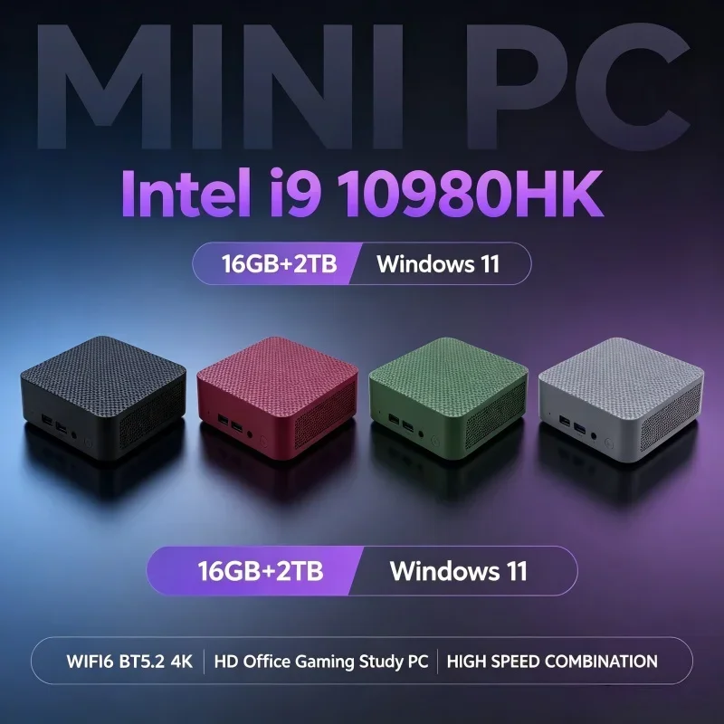 Mini PC Intel I9‑10980HK Windows11 16GB RAM Optional 1TB‑2TB SSD WiFi6 Bluetooth5.2 Mini Desktop Host For Home Office Daily Work