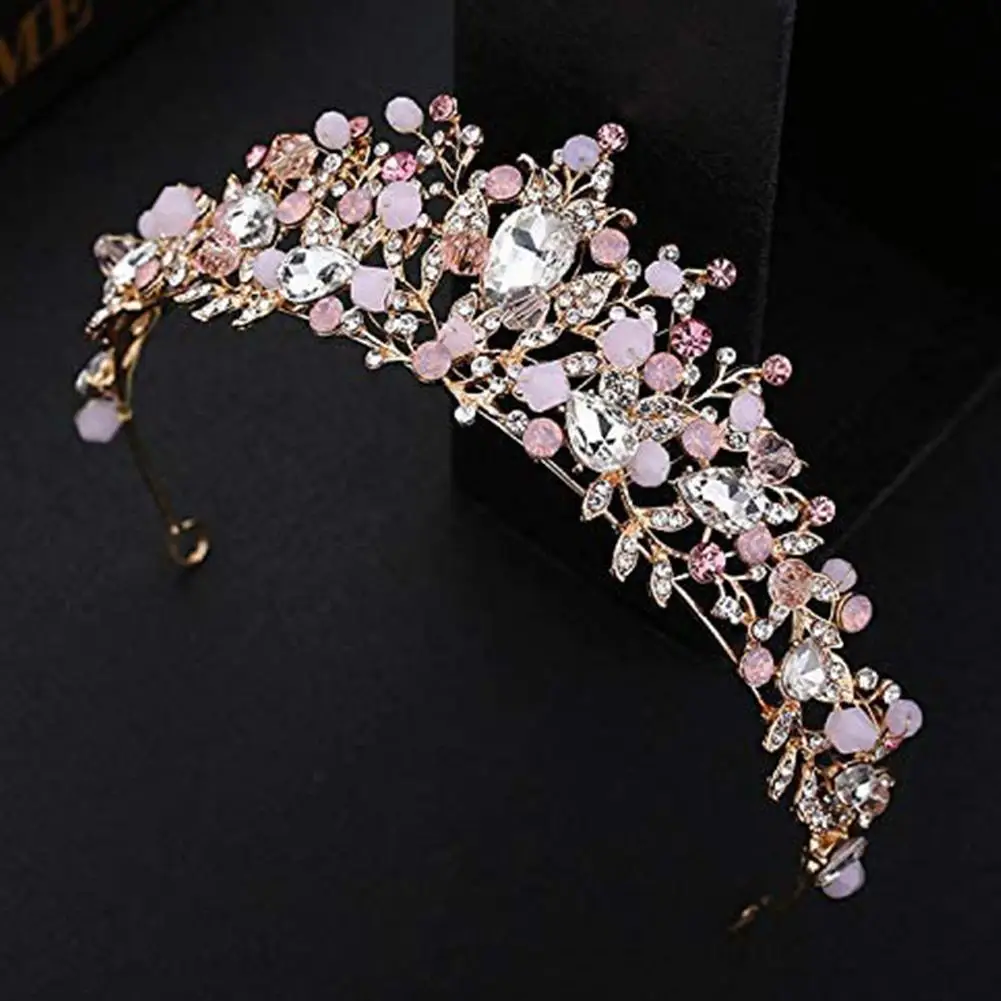 Pink Princess Crystal Crown Princess Costume Crystal Party Birthday Princess Hair Headband Accessories Decoration