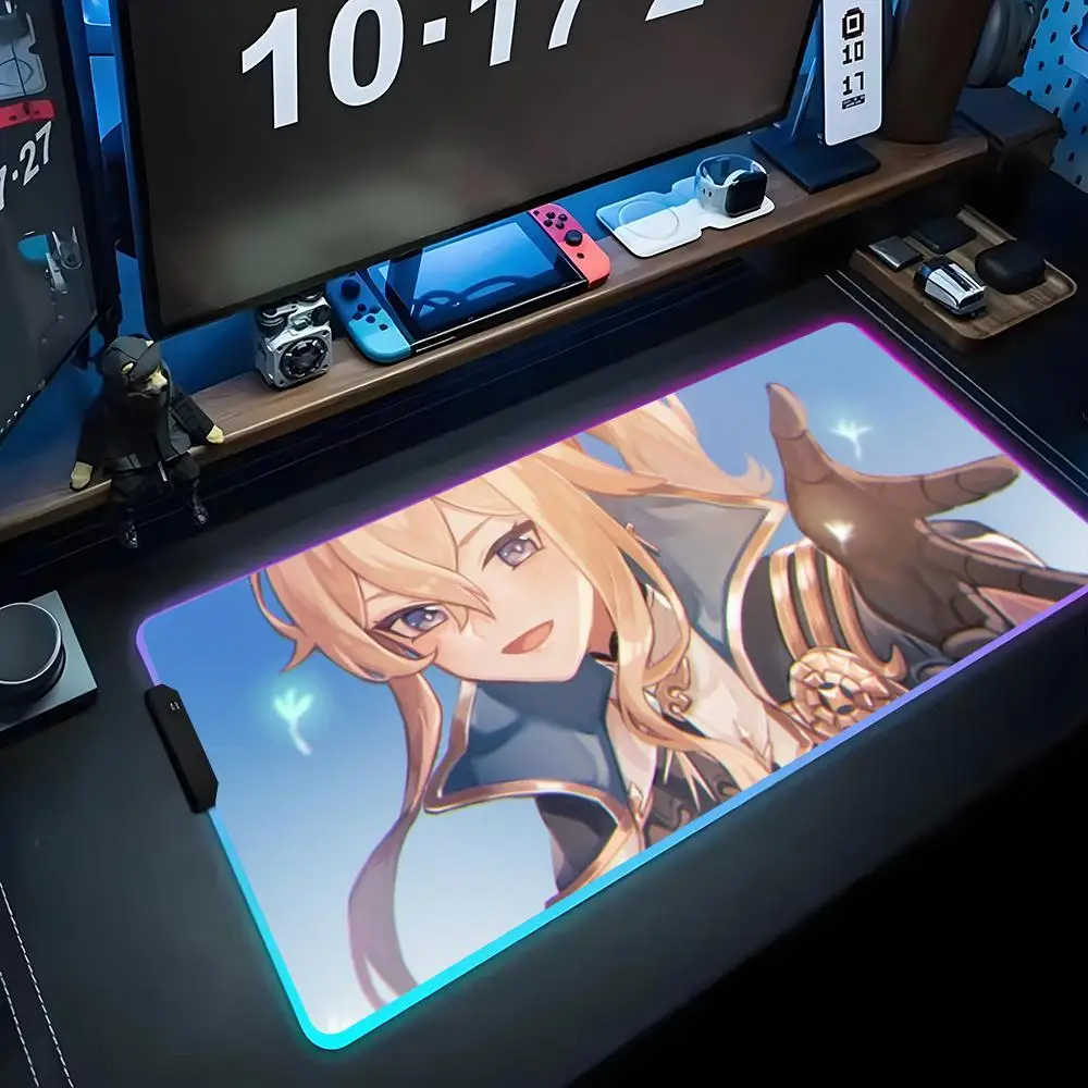 

jean gunnhildr Mouse Pad RGB Gaming Mousepad Big LED Pad PC Desk Mat Luminous Mouse Pad Large Keyboard Mats Table Rug With