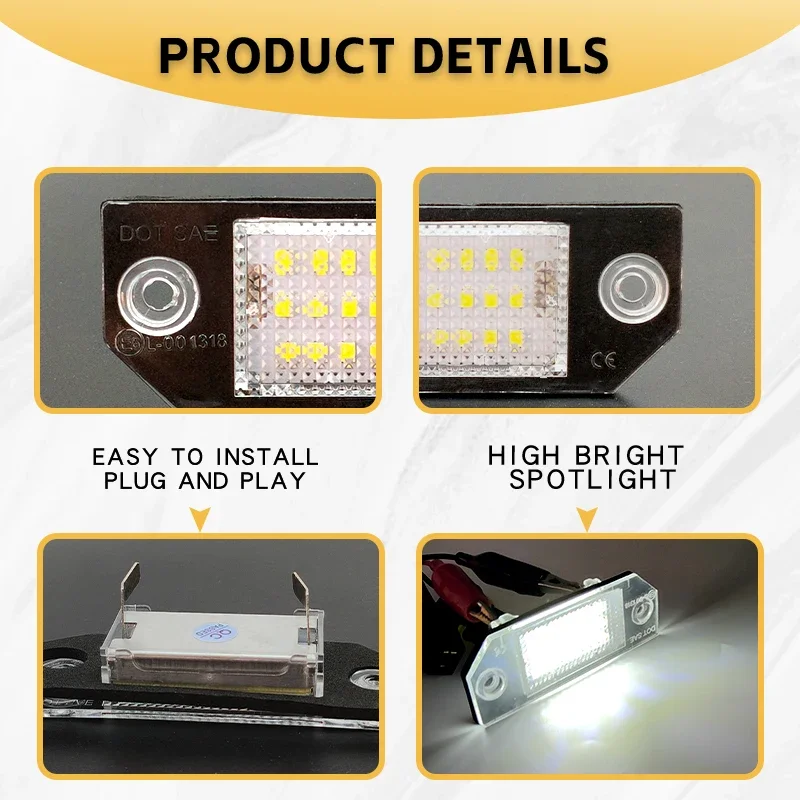2 قطعة سيارة LED رقم لوحة ترخيص ضوء مصابيح الإضاءة ترقية لفورد فوكس 2 ST 225 C ماكس 2003 2004 2005 2006 2007 2008 2MK2 #5