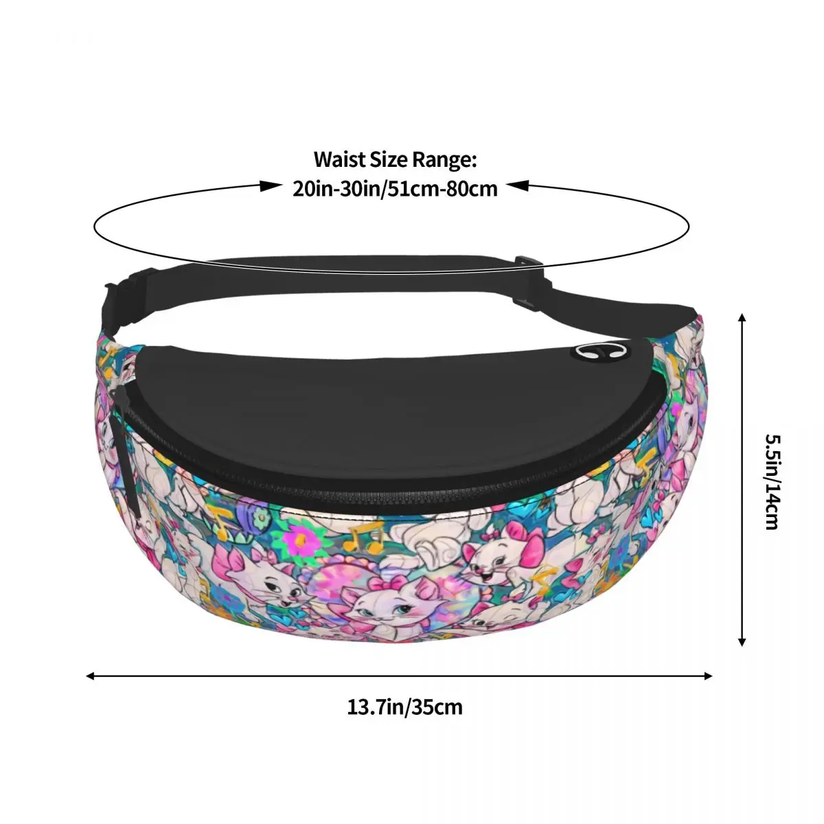 Custom Manga Anime Fanny Bag Marie Cat Crossbody Waist Pack Women Men Cycling Camping Phone Money Pouch