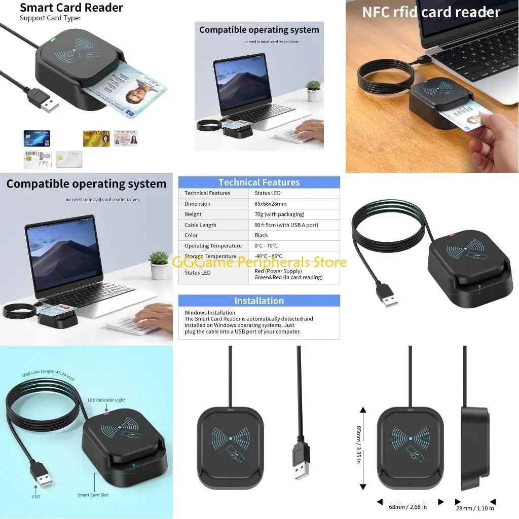 

U55B Высокоскоростной USB-считыватель микросхем для быстрого доступа к бесконтактным и контактным картам