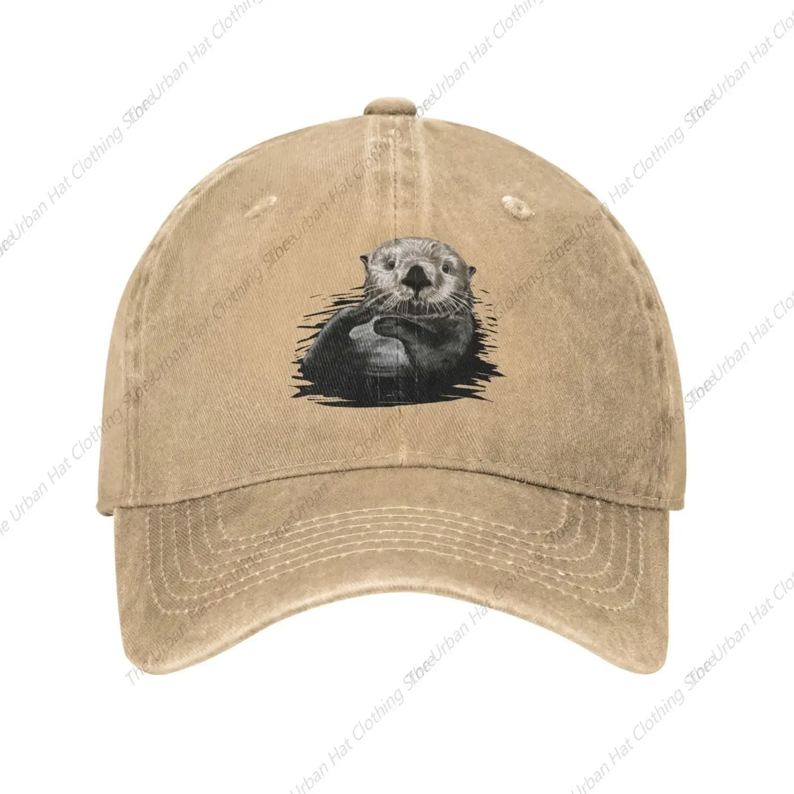 Cute Sea Otter Vintage Distressed Adjustable Washed Low Profile Mens Dad Trucker Hat Fitted Baseball Cap for Men Women