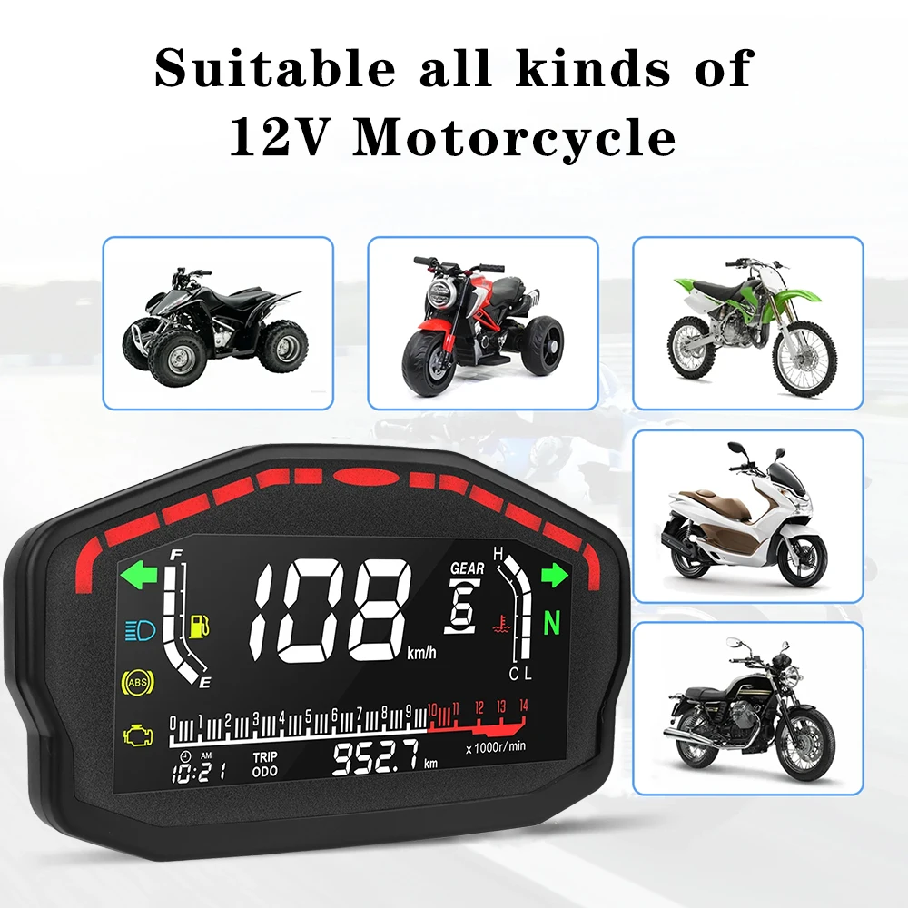 Contachilometri LCD retrò Moto Refit Tachimetro digitale per moto Scooter universale ATV Meter Indicatore contagiri a LED a 2/4 cilindri