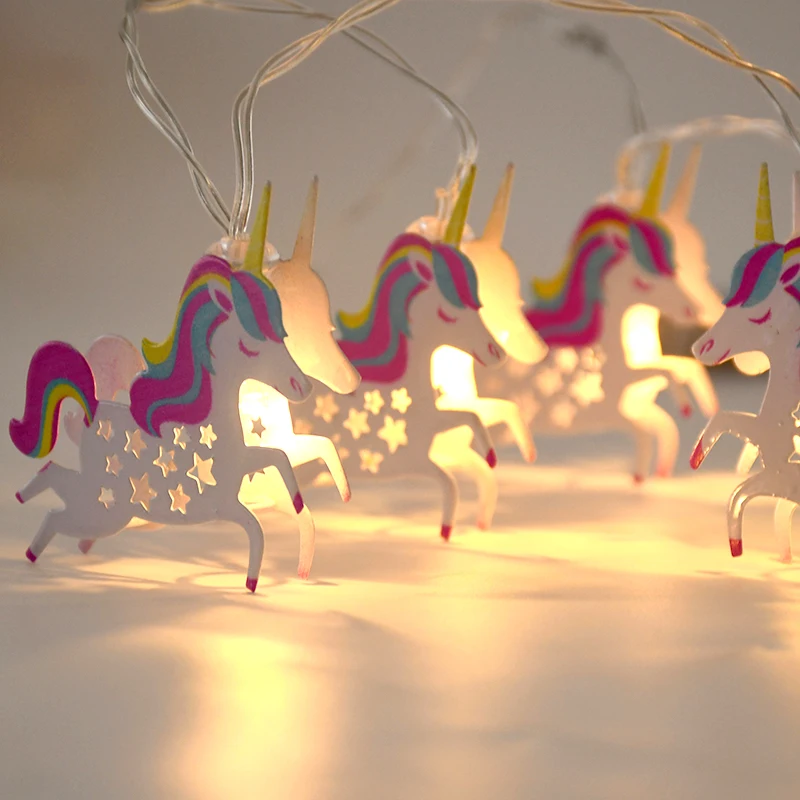 

1.6M LED Cartoon Unicorn Lamp Silicone Animal String Fairy Light Battery Powered for Christmas Baby Children Room New Year Decor