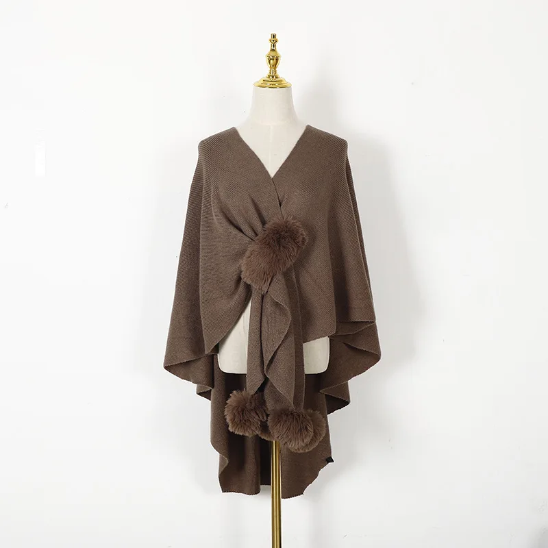 Cardigã de bola de lã para mulheres, capas amarelas, poncho feminino, casaco de outono e inverno, moda rua, xale